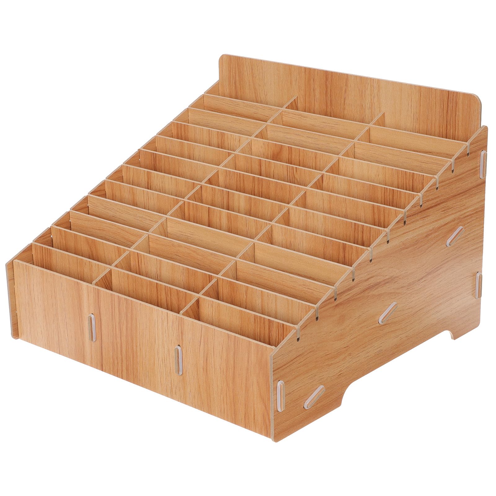 Caja de Almacenamiento para Organización para Escritorio de Madera Múltiples Rejillas de Teléfonos Móviles y Suministros en Oficina o Taller Móvil