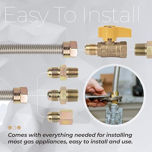 Miniatura 5 de Usamate F271239 Kit universal de conexión de electrodomésticos de gas para calentadores de garaje, estufas de gas, calentadores montados en la