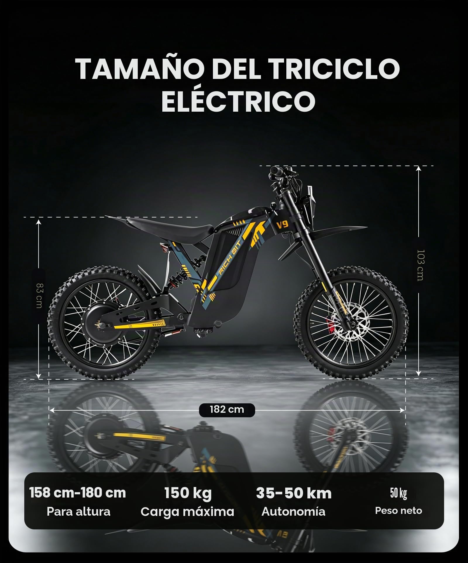 Bicicleta eléctrica de montaña V9 Ultra de cysum, batería de alta potencia de 48 V y 20 Ah, autonomía de 65 km, doble suspensión, bicicleta eléctrica todo terreno