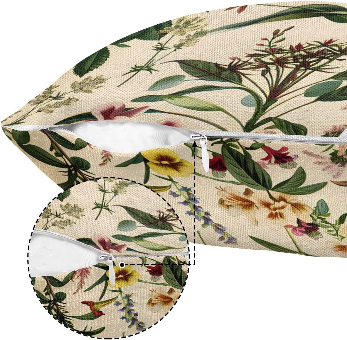 Wildflower Botanical Pillow Covers 16 x 16 Inch Set of 2, Floral Vintage Throw Pillow Covers Set Cushion Case Decorative Square Linen Pillowcases for Sofa Bed Couch Living Room Car