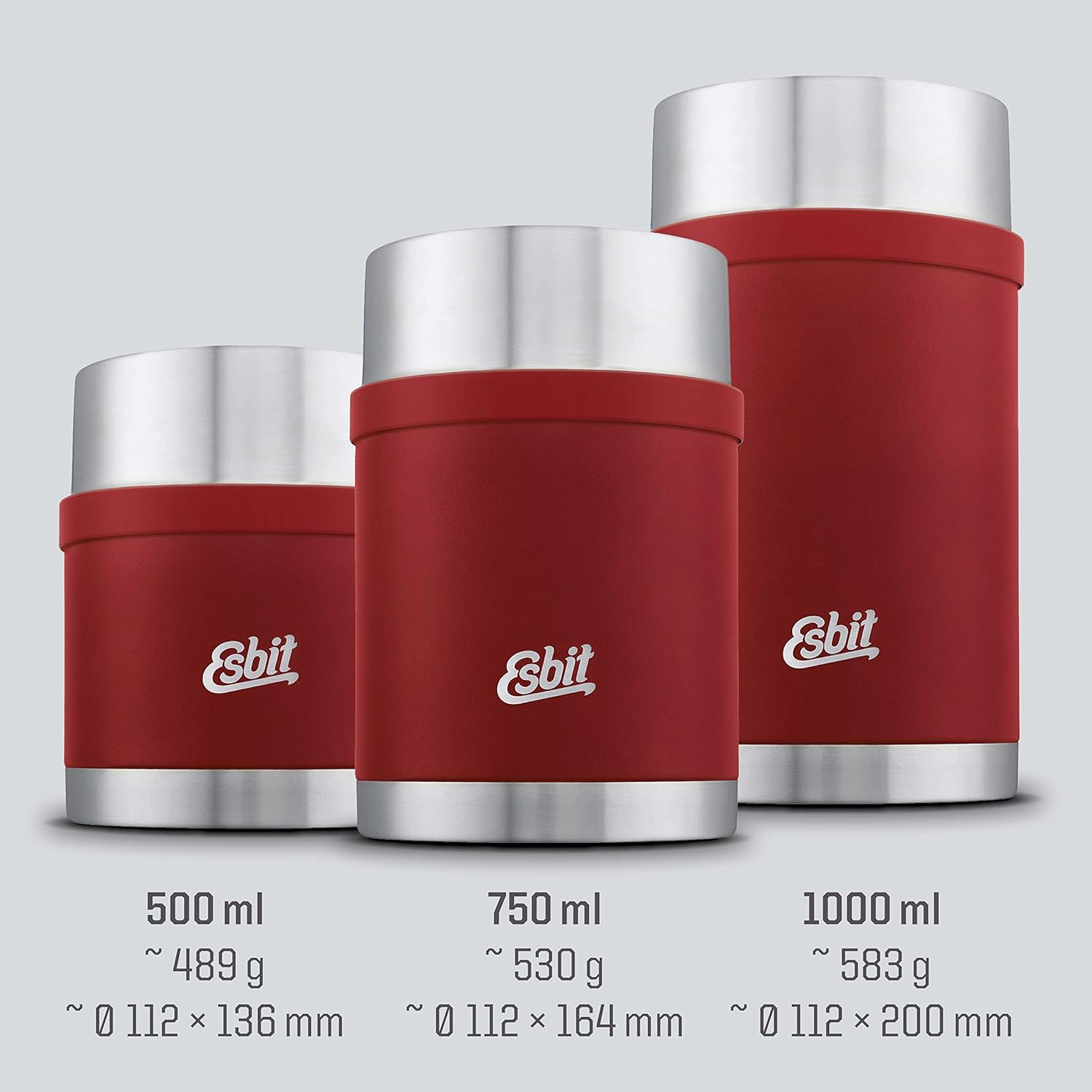 Esbit Sculptor Thermal Food Container, Stainless Steel, BPA-Free, Black, Silver & More, 750 ml & 1000 ml, Food Container for Hot and Cold Food, Soups and Salads, Insulated Container for School & Work