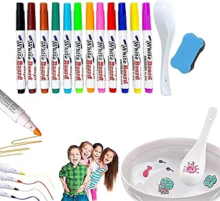 قلم سحري عائم للرسم المائي 12 تحديد للسبورة البيضاء ملعقة واحدة أقلام رسم آمنة للأطفال بحبر قابل للغسل مجموعة فنية ممتازة من سن 5 سنوات فما فوق الآن حصريا فى 🏡 البيت الانيق 24