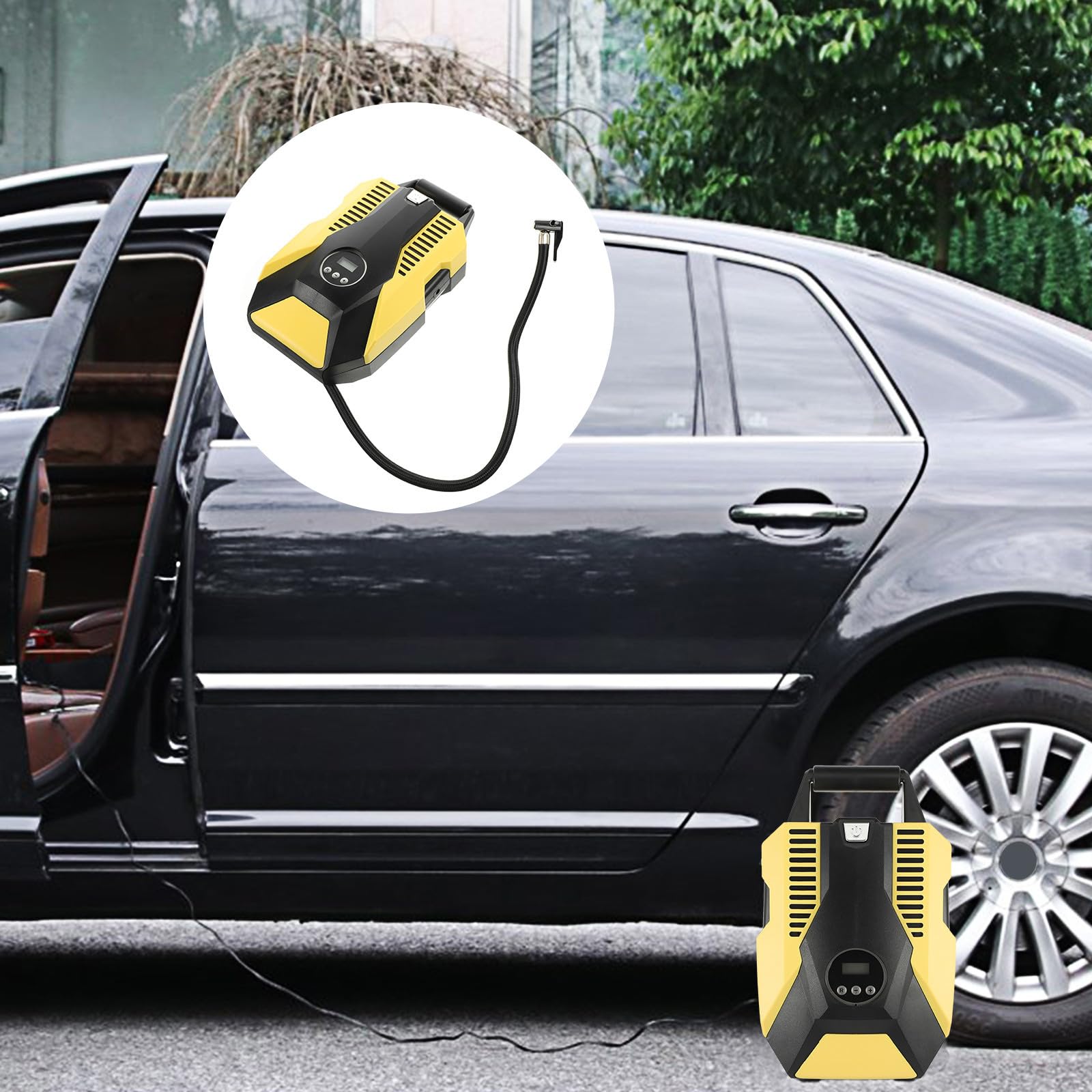 Hemobllo Inflador Portátil de Neumáticos para Mantener Presión Estable 12v para Coche con Pantalla Digital, Función de Parada Automática y Material Abs Resistente