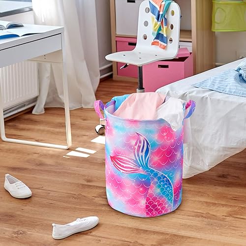 Miniatura 4 de Beinou Cesta de lavandería para niños, 43.5 L, impermeable, plegable, de lona, con asas, para dormitorio de niños, ropa de guardería