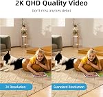 AOSU 2K Caméra de sécurité intérieure, 3MP Baby Monitor Caméra pour chien de compagnie, appel à un seul coup, soutien 2.4G WiFi, 360° Pan-Tilt Motion Tracking, Caméra de surveillance à domicile, Vision nocturne, Compatible avec Alexa