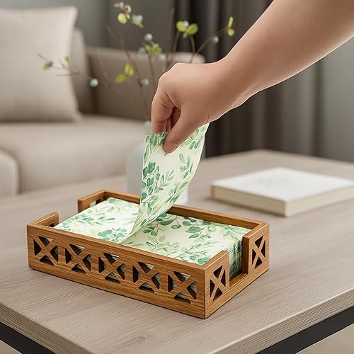 Miniatura 10 de Toallero de invitados para servilleteros de baño, moderno, desechable, para toallas de mano, cesta de madera negra para servilletas de papel de
