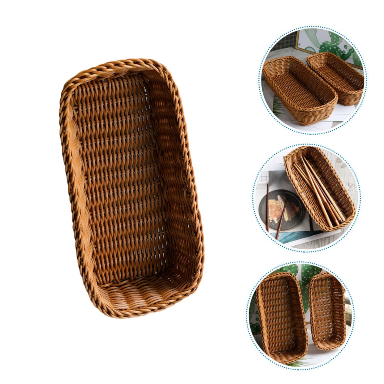 4 Piezas Cesta de Almacenamiento Woven para Cubiertos y Utensilios Organizador de Rattan Artificial para Cocina y Comedor