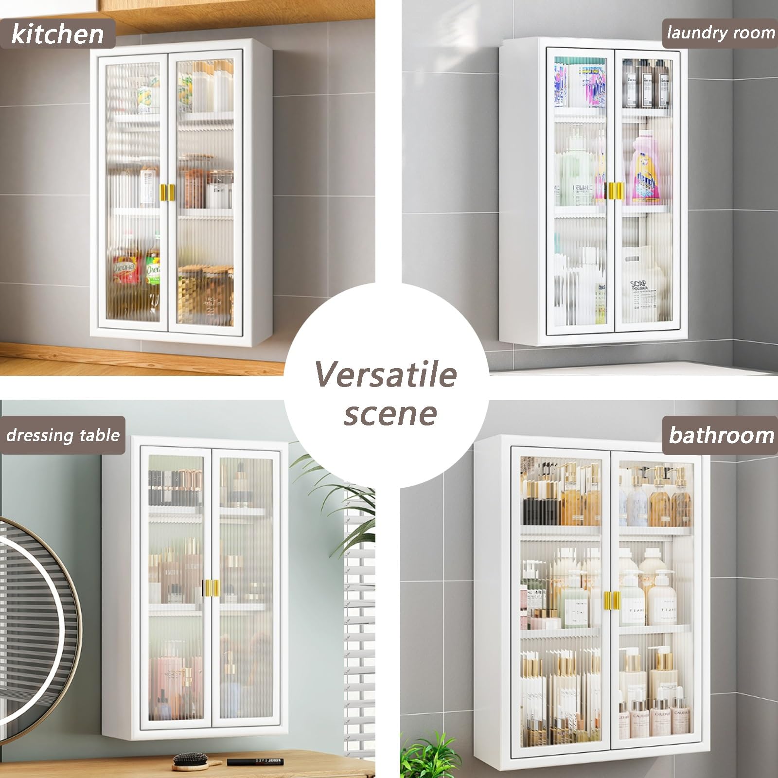 Armoire d'apothicaire - VGEBY - Blanc brillant - 20x45,5x60 cm
