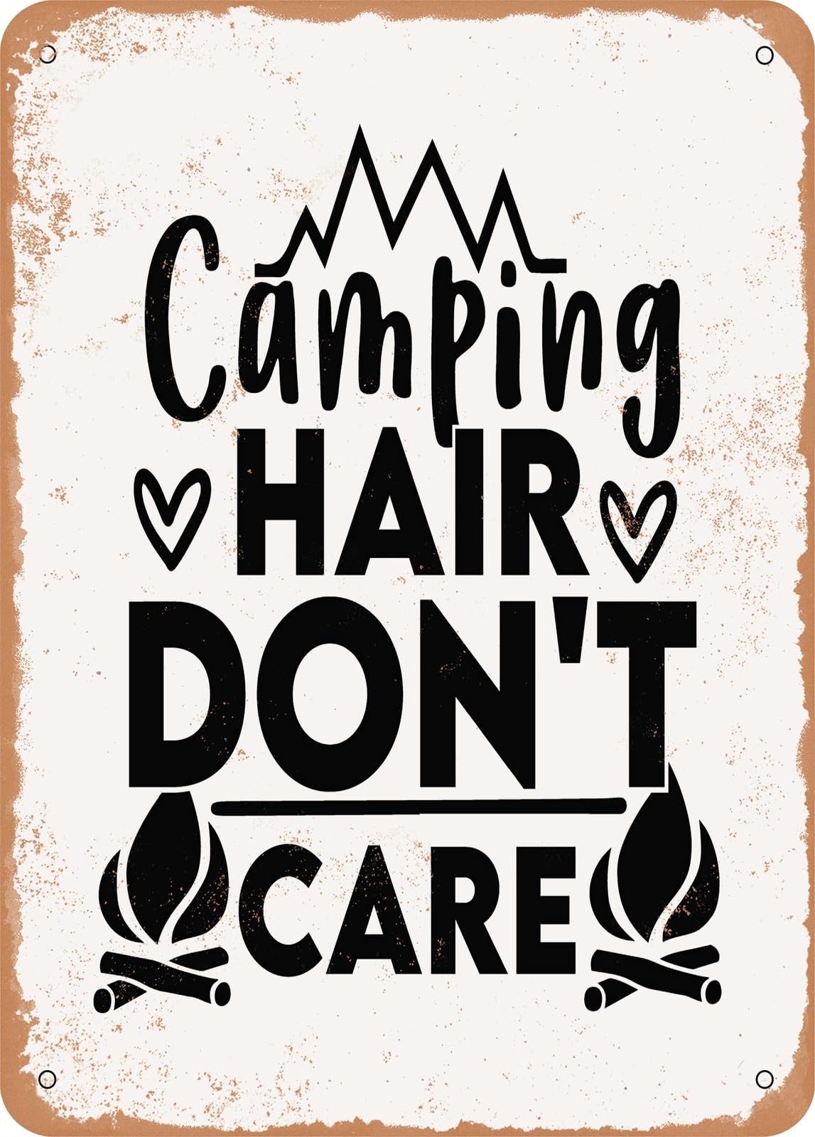 Miaomansenstore Metal Sign - Camping Hair Don't Care - 2 - Vintage Rusty Look Home Decor