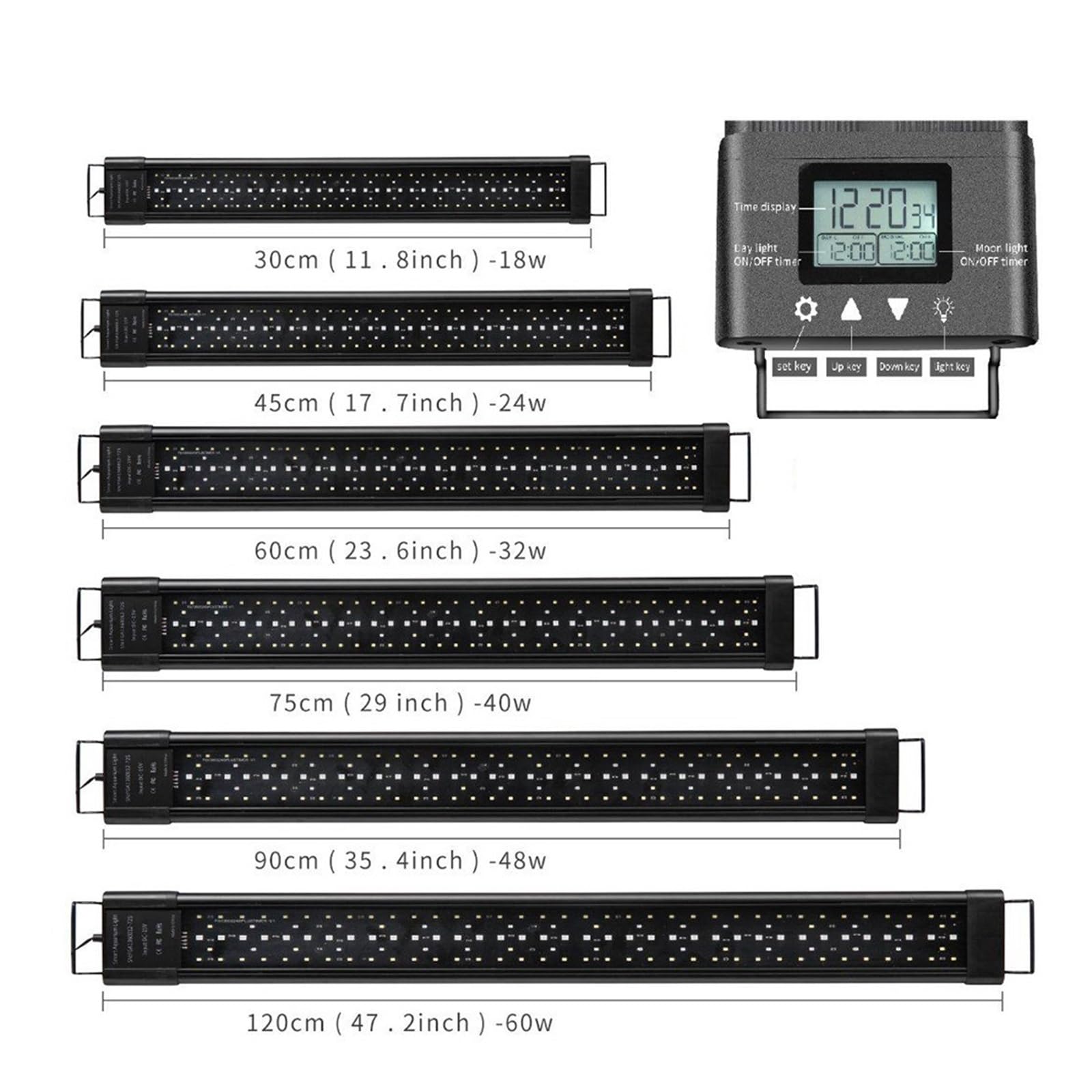 Oświetlenie rafowe LED, 60/75/90/120cm oświetlenie morskie pełne spektrum dla wysuwanego zewnętrznego kontrolera ze stopu koralowego do oświetlenia akwarium słodkowodnego(90CM-for-36-42inch)