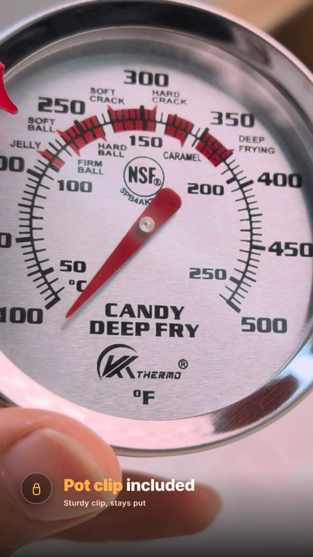 Image of Candy Thermometer for Deep Frying, Cooking Oil Thermometer with Pot Clip