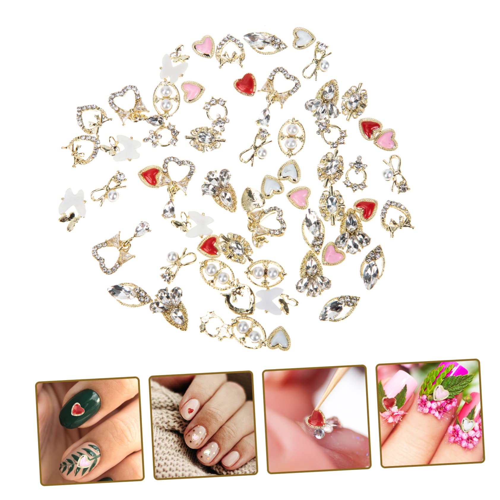 Healvian 180pièces Charms Alliage Pour De Style Décorations De Manucure Élégantes Et Créatives Accessoires De Nail Art Pour Femmes Et Filles
