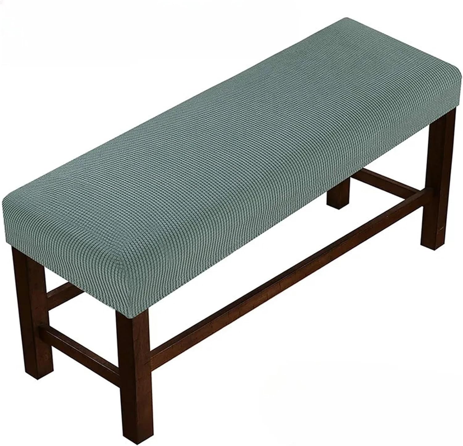 Bench Cushion Cover 1 Set Solid Colour Pineapple Checkered Home Fabric Bench Cover Non-Slip Full Wrap Elastic(White,S)