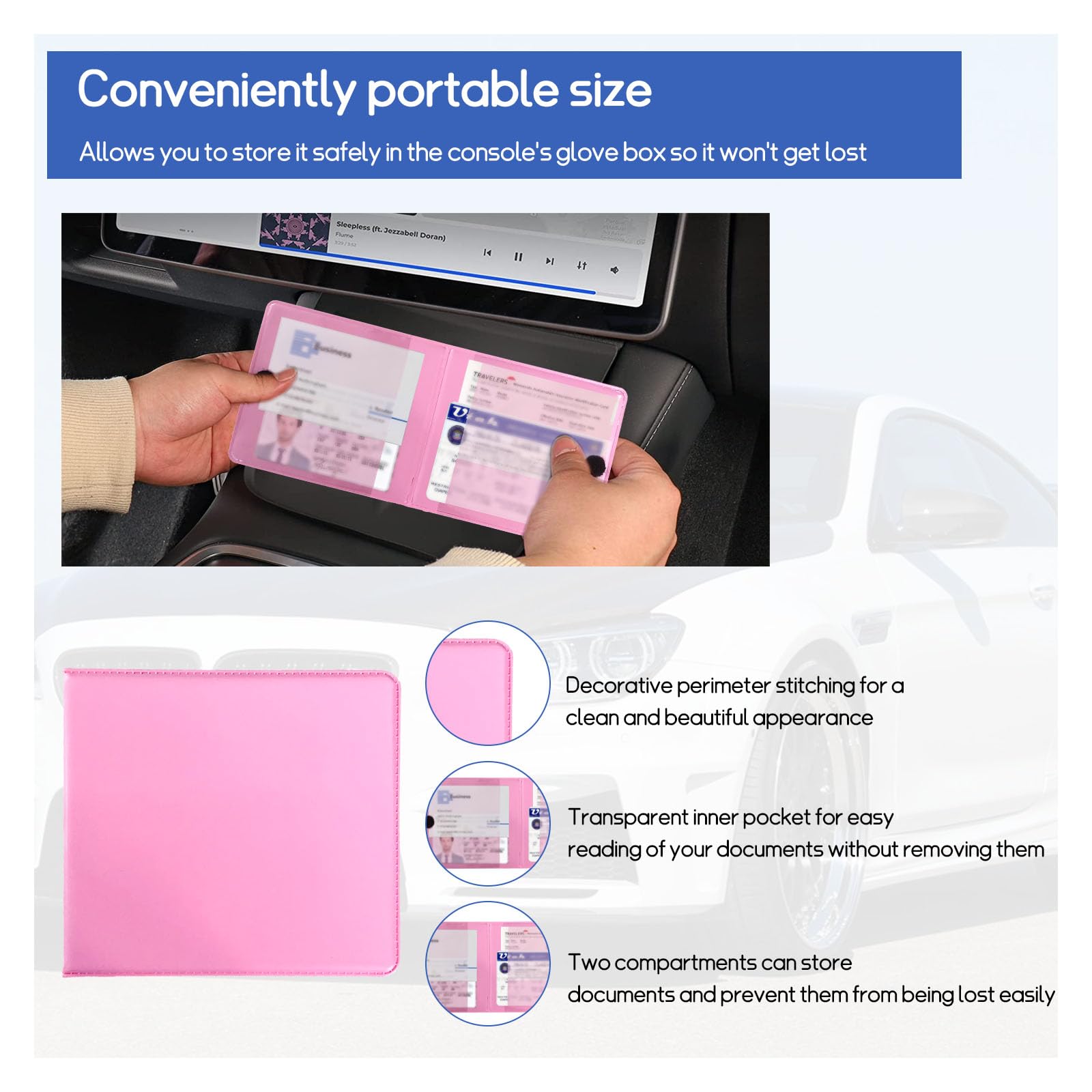 Dickno Car Registration And Insurance Holder, 10.39''×9.56'' Essential Auto Card