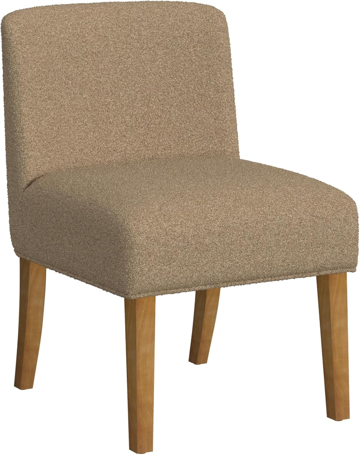 Homepop Home Decor | Upholstered Dining Chairs with Low Back |Decorative Home Furniture, Brown Boucle (Single Pack)