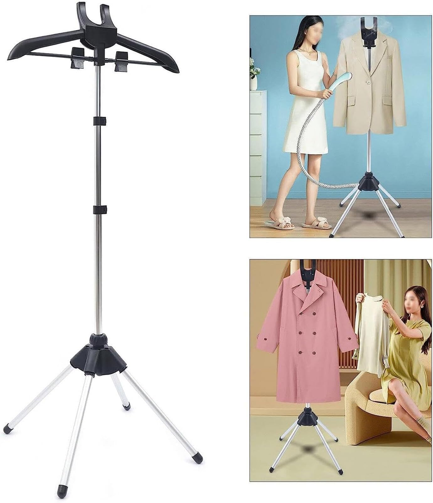 Supporto per cottura a vapore Supporto per cottura a vapore telescopico per indumenti Regolabile in altezza Appendiabi pieghevole in piedi per vesti a vapore  15