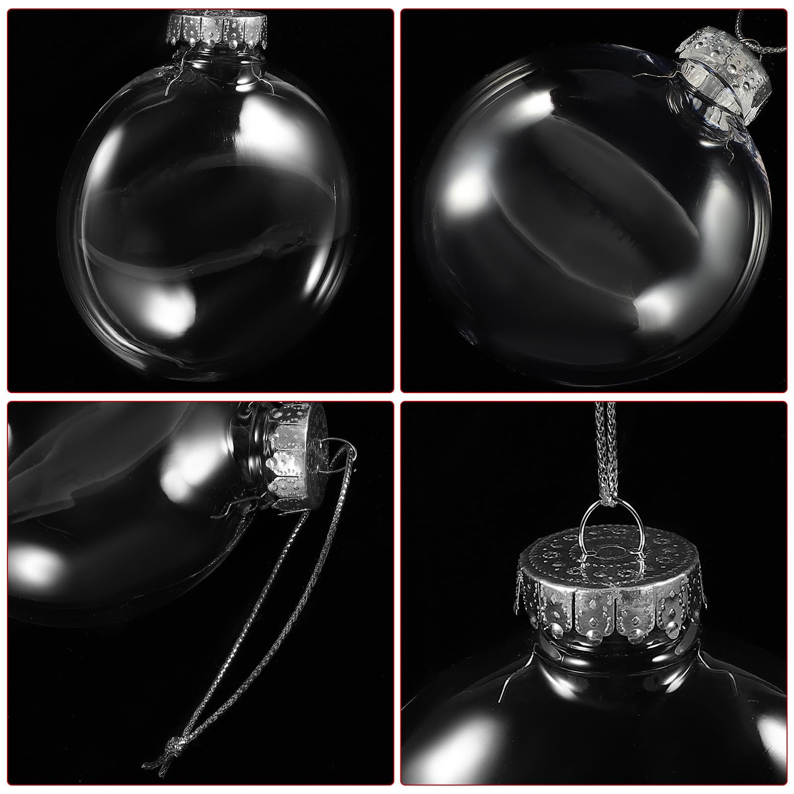 Gadpiparty 6 Piezas Adorno Colgante Navideño Bola Transparente Rellenable | Can Be Separated Into Two Parts, Fácil de Usar, Relleno Personalizable, Plástico Pet Resistente