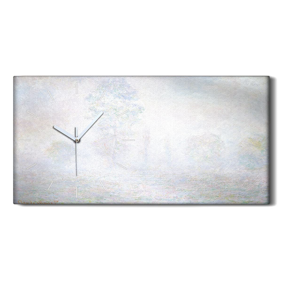 Horloge sur Toile Brouillard Matin 60x30cm Image Tableau Grand Format pour Salon