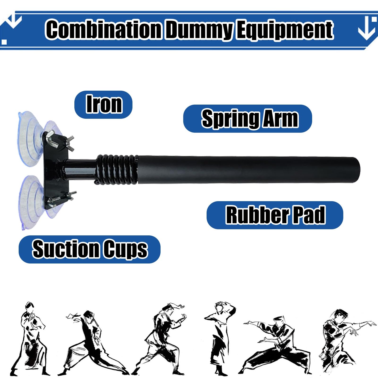 Wing Chun Manekin Manekin do Treningu Kung Fu Wing Chun, Przenośne Manekiny Wing Chun Wolnostojące na Ścianie, Stos Manekinów Walczących do Treningu Sztuk Walki(Color:1 V-Handle+1 arm+1 leg)