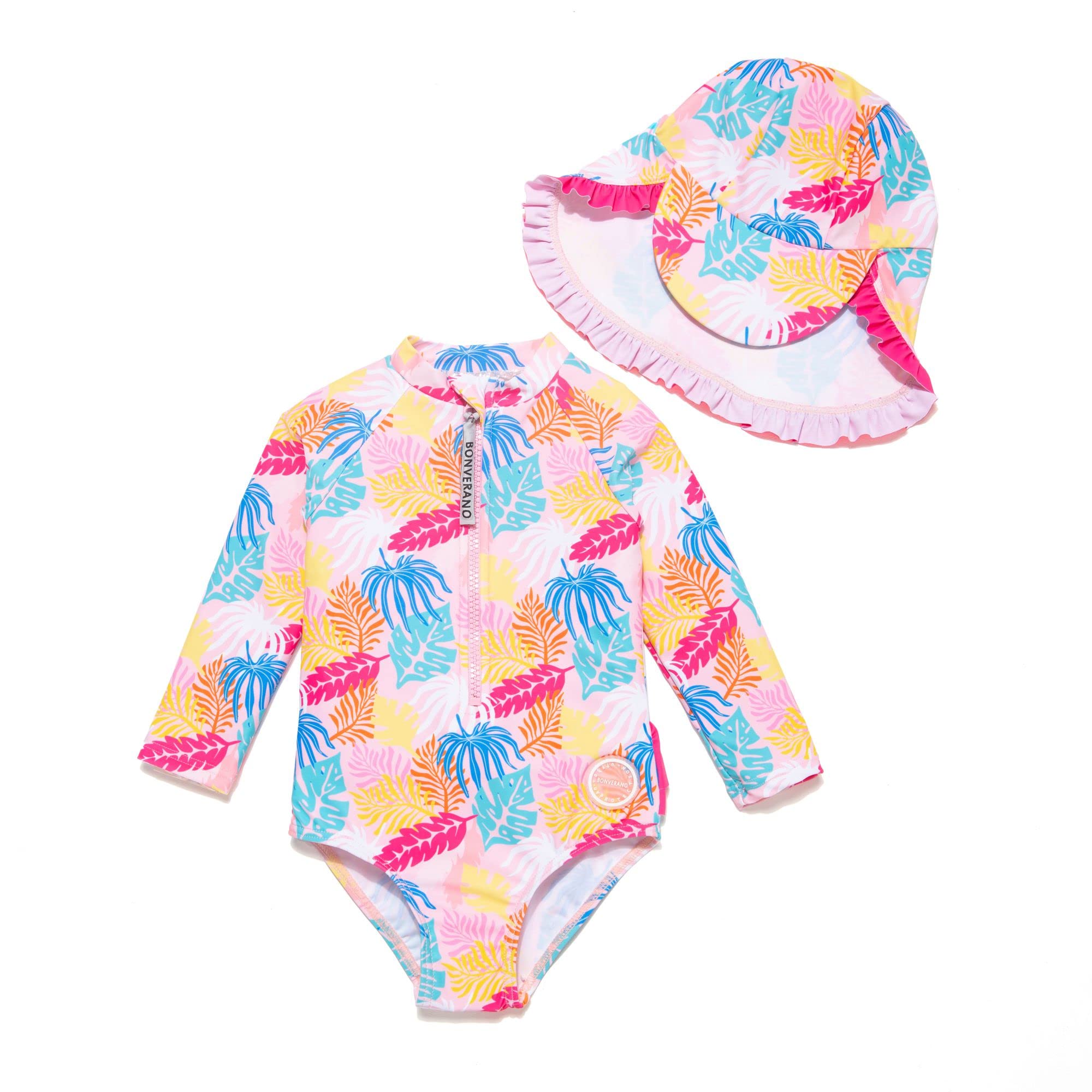 Maillot De Bain Une Pièce Bébé Fille Manches Longues UPF50+ Avec Bonnet - Protection Solaire