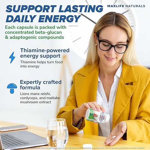 Miniatura 4 de Mezcla nootrópica de 5 hongos - 30 cápsulas, cola de pavo, reishi, extracto de hongo Maitake con alto contenido de beta-glucano y hongo melena de