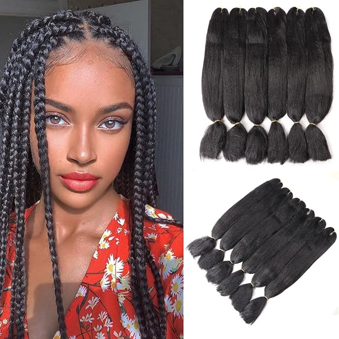 Buy Seimainurs 6 pieces/pack Yaki Jumbo Braids 24inch Synthetic Crochet Braids Pre Stretched