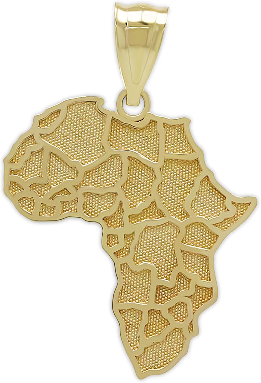Gold Africa Charm Pendant - 10 Karat Gold - Africa Continent Jewelry