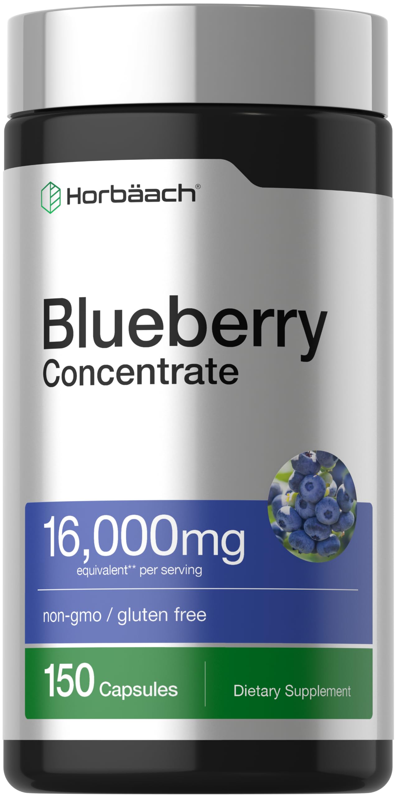 Horbäach Blueberry Concentrate Extract Supplement | 150 Capsules
