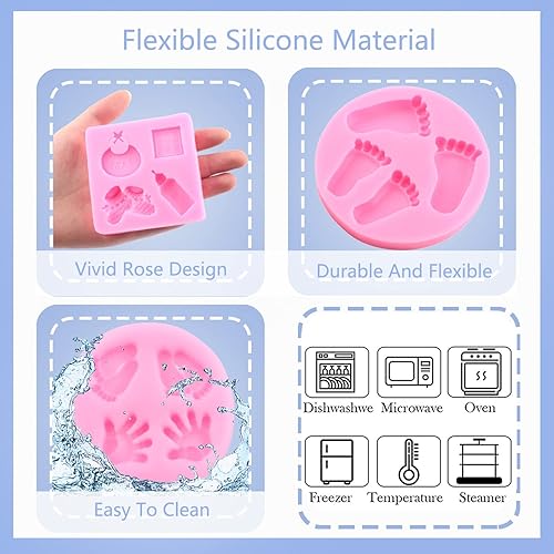 Miniatura 3 de Mujiang Lindo molde de silicona para pastel de fondant para bebé, moldes de caramelo de mano para decoración de pasteles, arcilla polimérica,