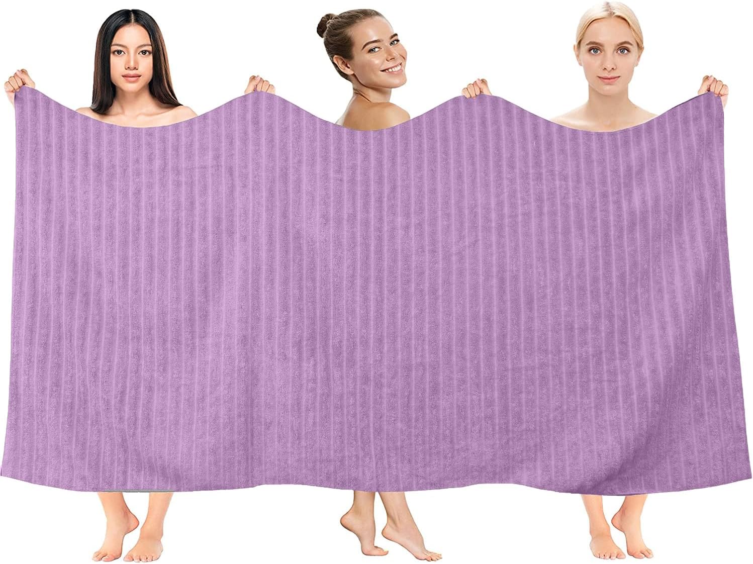 DAN RIVER 3-Piece Towel Set: 1 Oversized Bath Sheet (40x80 Inches) & 2 Bath Sheets (35x70 Inches), 550 GSM - Aqua Lavender