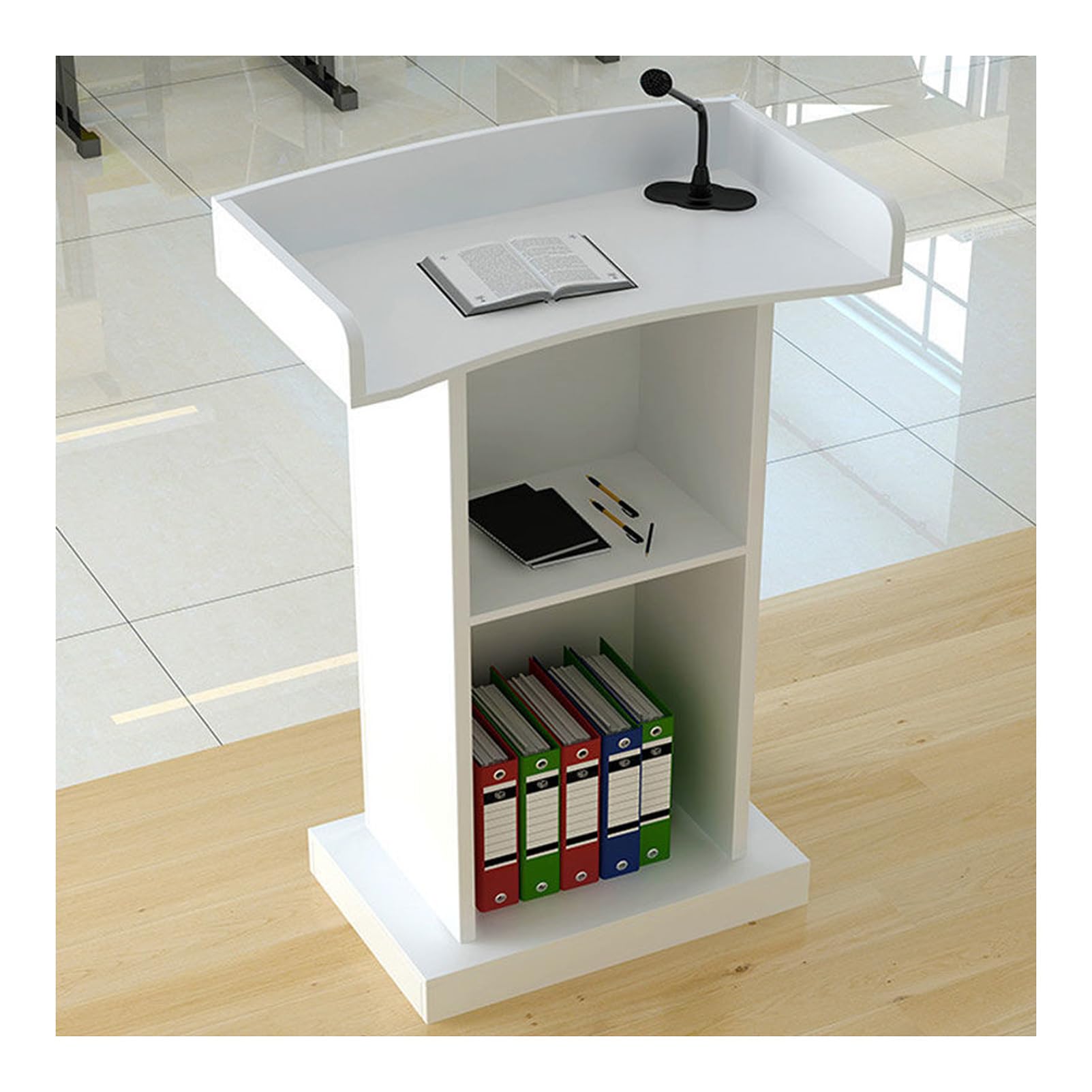 Amazon.com: Wooden Lectern Podium Stand with Storage Shelf - Ideal for ...