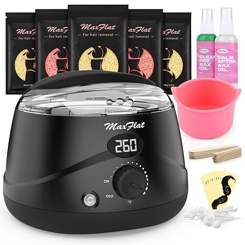 Kit de cera para mujeres y hombres, kit de cera digital MaxFlat con 51 accesorios de cera de 17.6 onzas, cera brasileña para axila de cuerpo