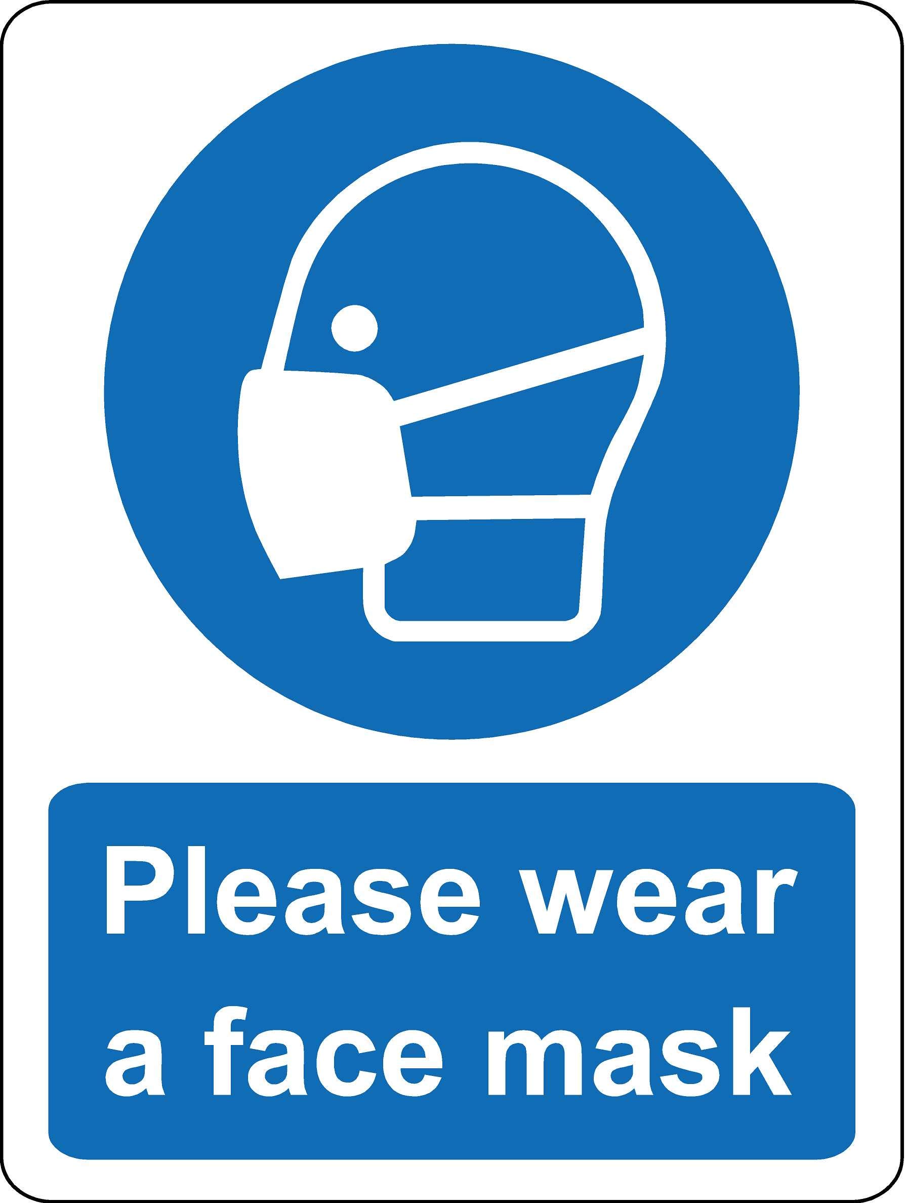 Please wear a face mask Safety sign - 3mm Aluminium sign 300mm x 200mm