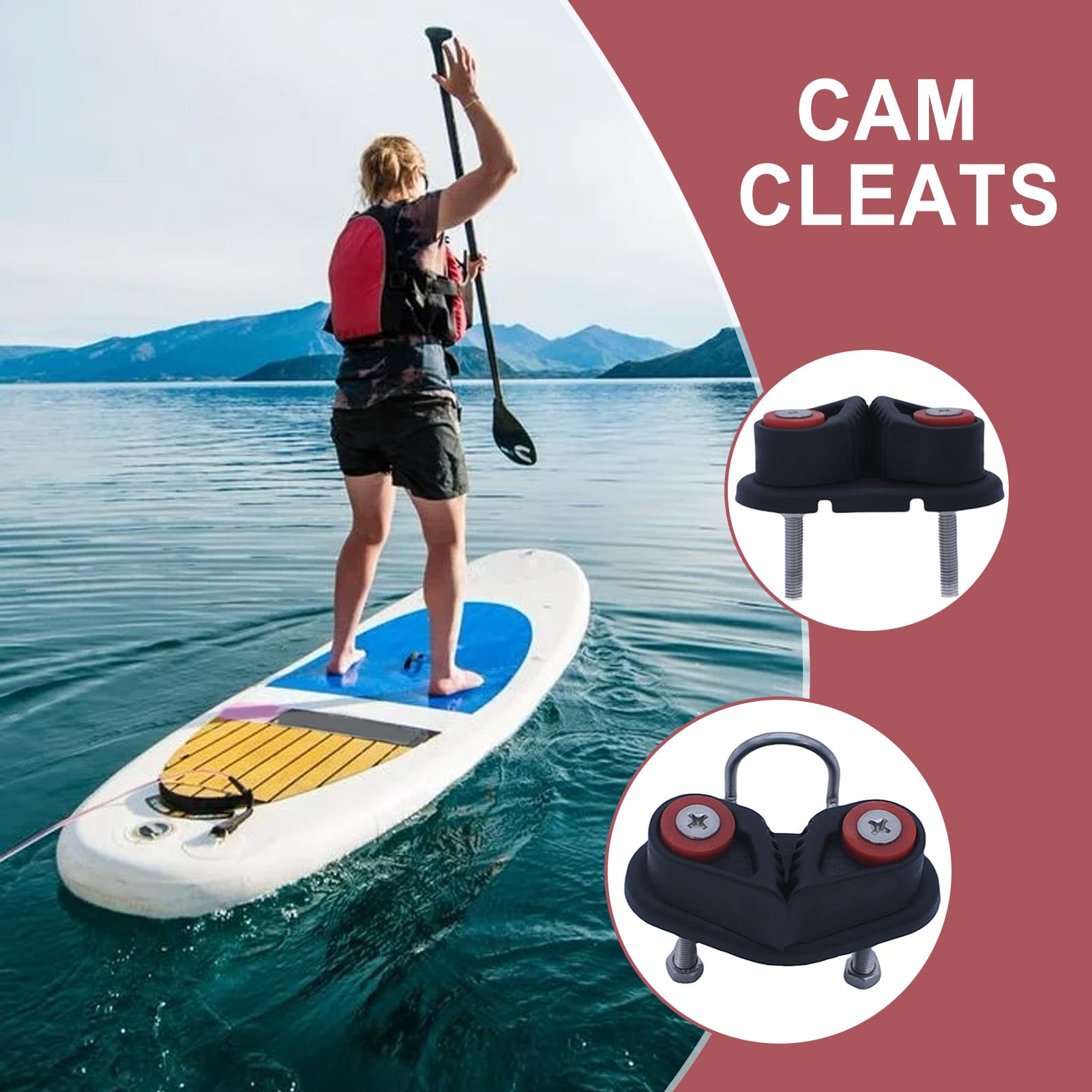 Cramponi per camme fitness – Materiale di serraggio per corda in nylon da 8 cm, sistema di bloccaggio della linea kayak resistente all'usura | Tocco nero portatile per regolazioni di navigazione