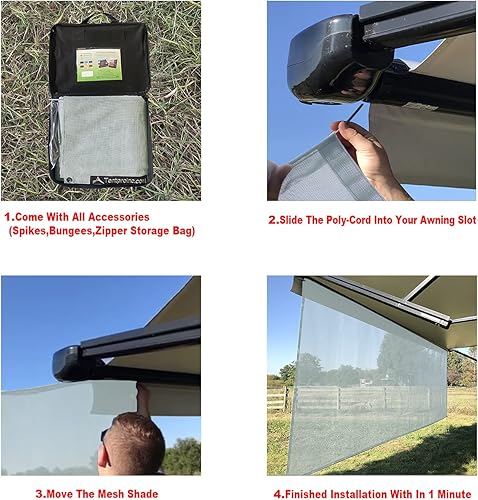 Miniatura 75 de Tentproinc Pantalla parasol para toldo, 8 pies x 13 pies 3 pulgadas (apta para toldo de 14 pies), protector solar de malla para autocaravana, cámper