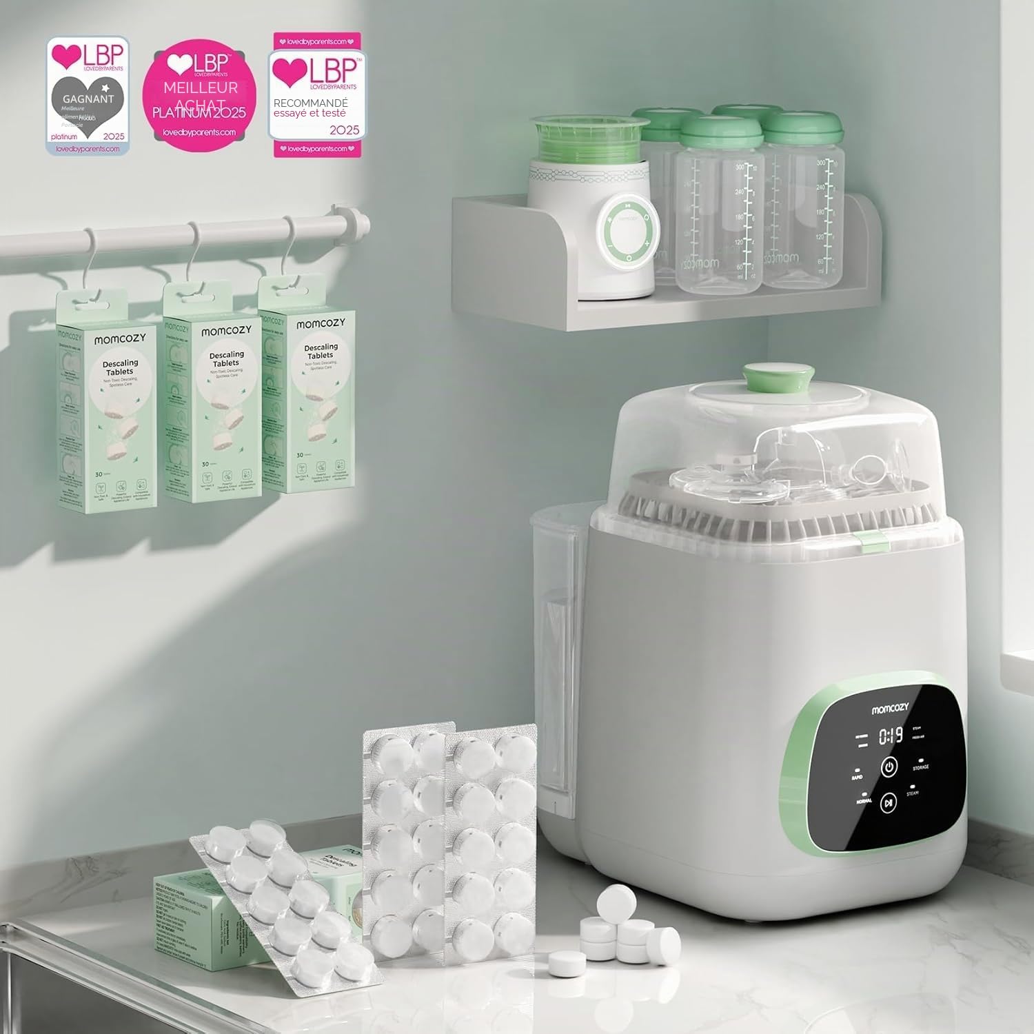 Momcozy Lave Biberon & Comprimés détartrés-30 Pack