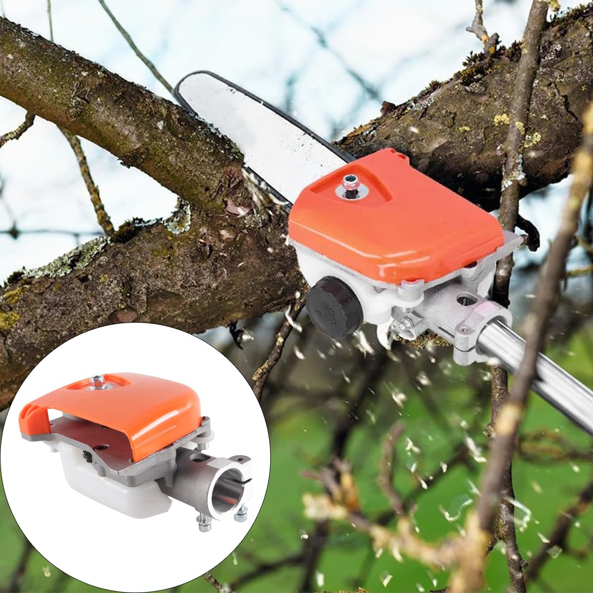 Tête De Boîte De Vitesses Pour Tronçonneuse, Pièce De Rechange Pour Tête De Tronçonneuse À Perche Orange, Outil De Coupe D'arbres Pour Taille-haie Et Tondeuse À Gazon (26 Mm, 9 Dents)