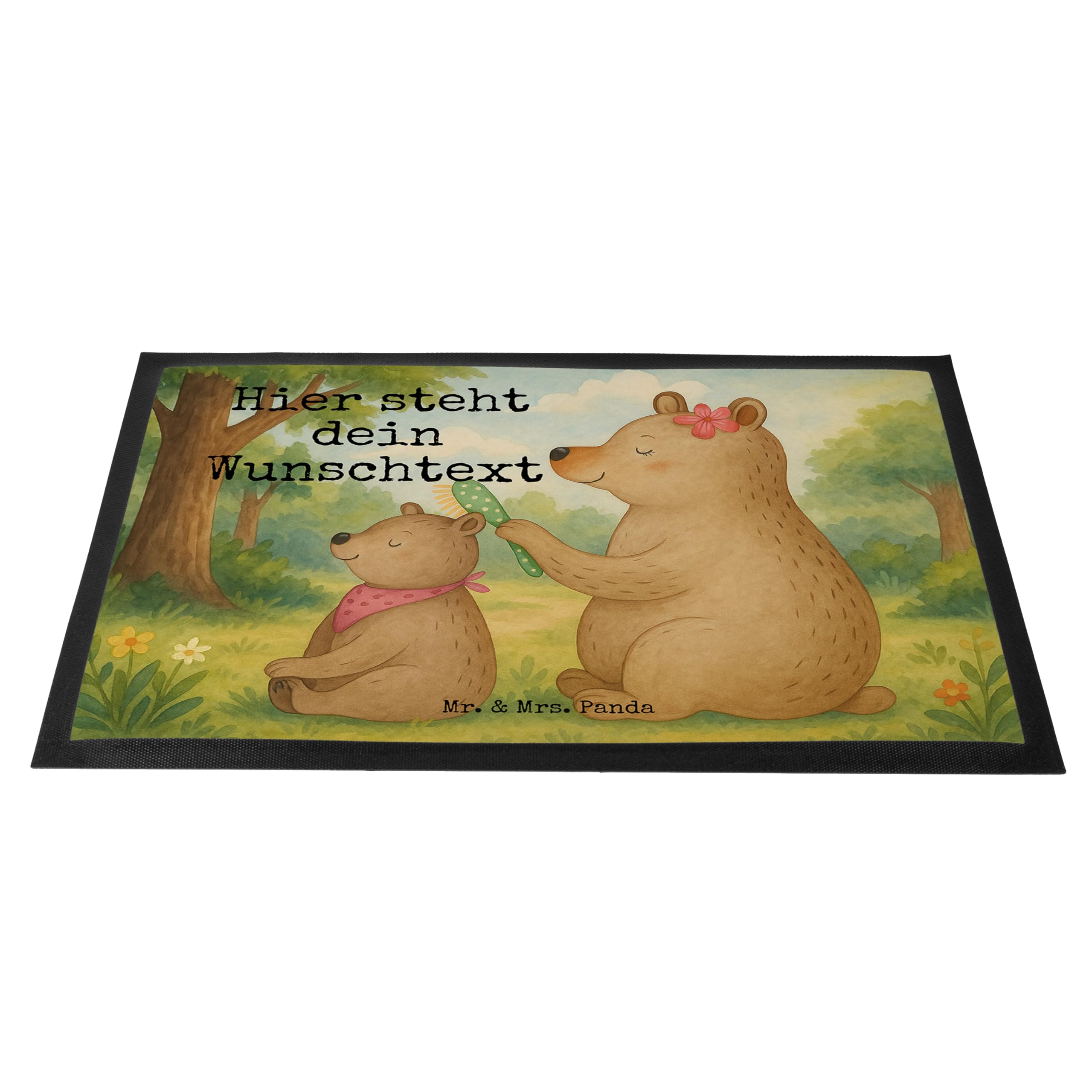 Mr. & Mrs. Panda Fußmatte personalisierbar Bär Kind Design 50 x 75 cm - Geschenk, Fussmatte personalisiert, Fußabtreter, Familie, Muttertag, Mom, Personalisierte, Mutter, mit Namen