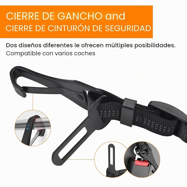 Foto 2 de 7 de Cinturon Perro Coche, 3 en 1 Ajustable Arnes Perro Coche Con Amortiguación Elástica