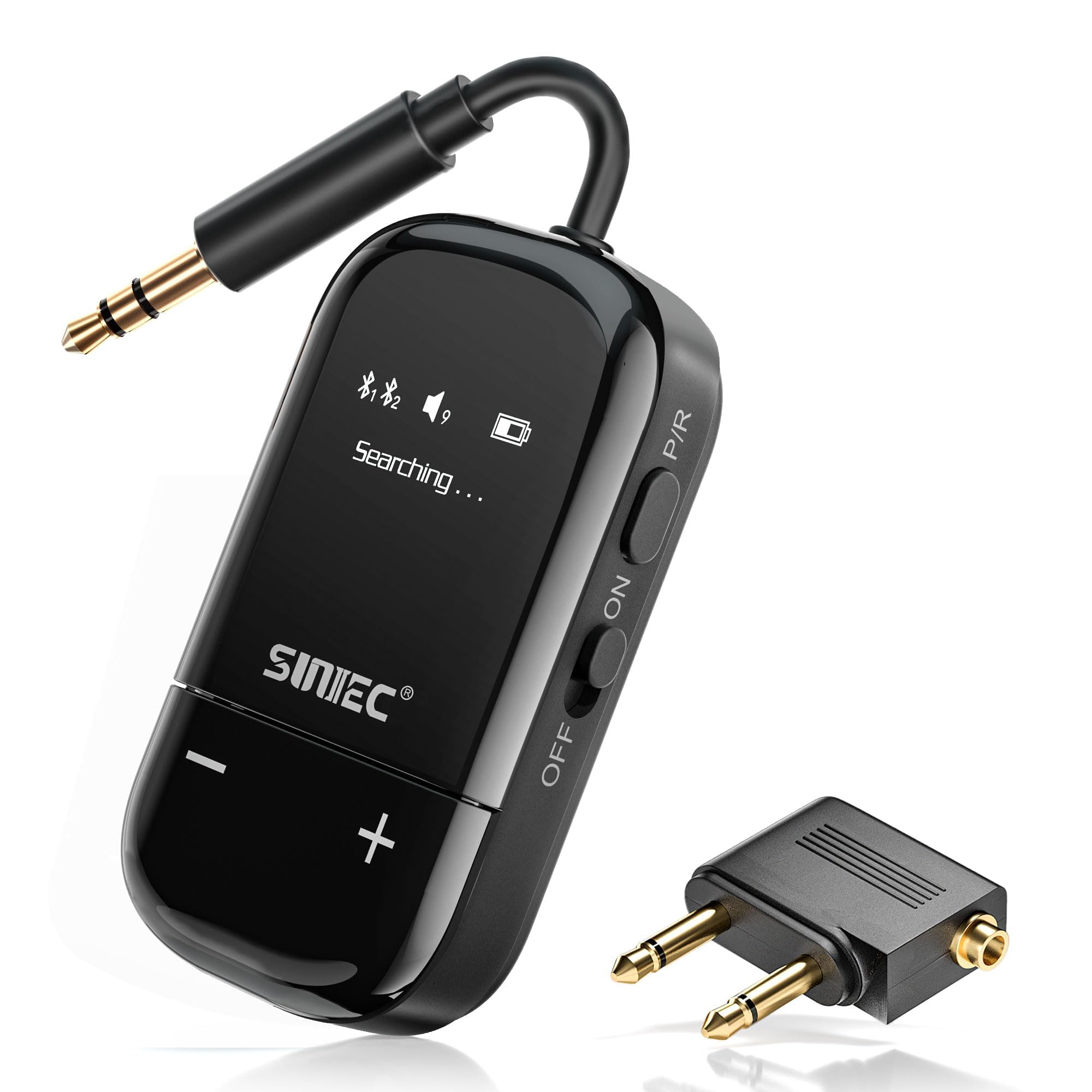 Airfly Bluetooth 5.3 Adapter, Airfly Bluetooth Transmitter für Kopfhörer oder AirPods, unterstützt APTX Low Latency, 3,5 mm AUX Wireless Audio Transmitter für TV, Reisen, Flüge, Fluggesellschaft