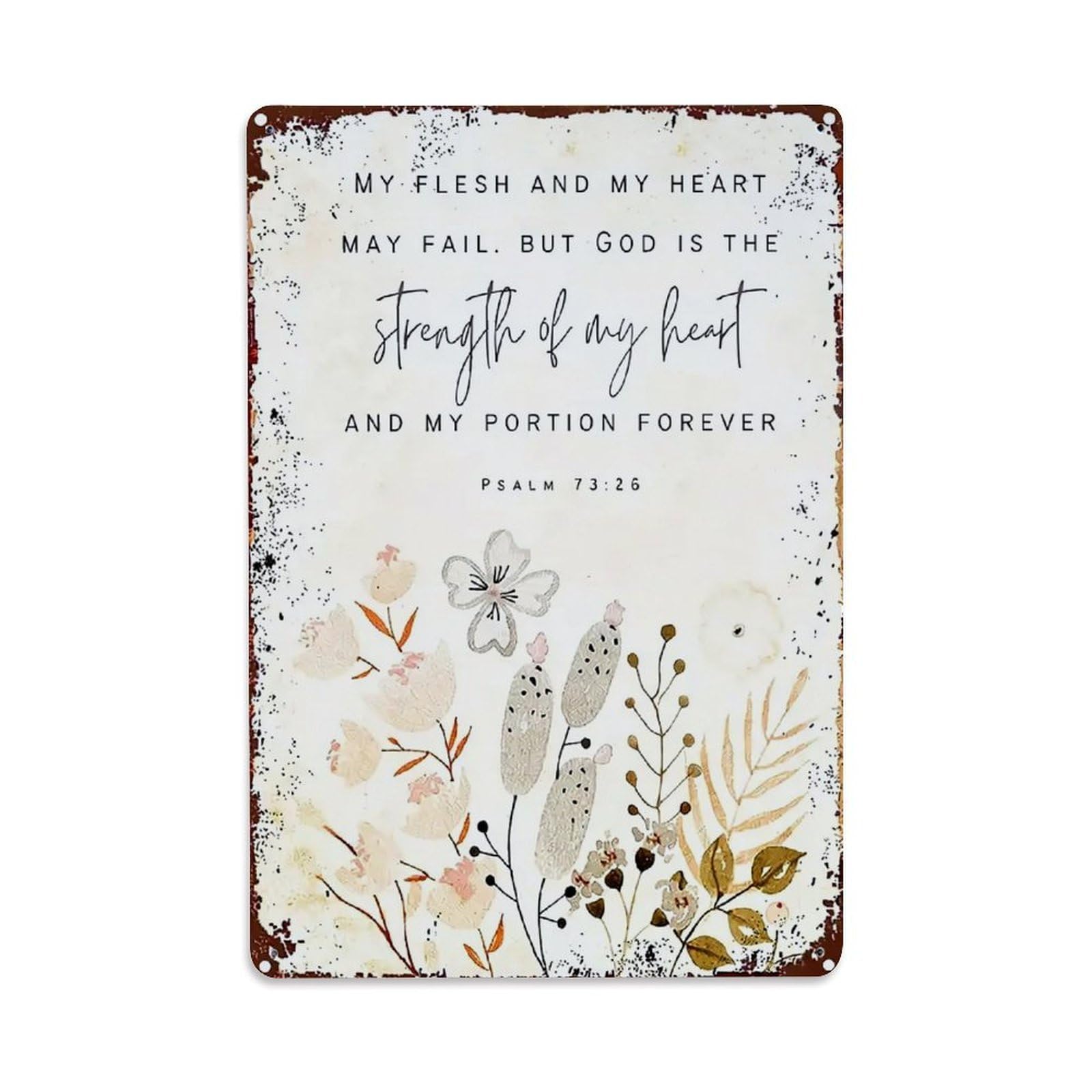 Jdfenggu Vintage Floral Watercolor Scripture Art Print Retro Metal Tin Sign, Decor Art Poster For Bar, Home, Man Cave, Kitchen, Laundry Room Gift 8X12inch
