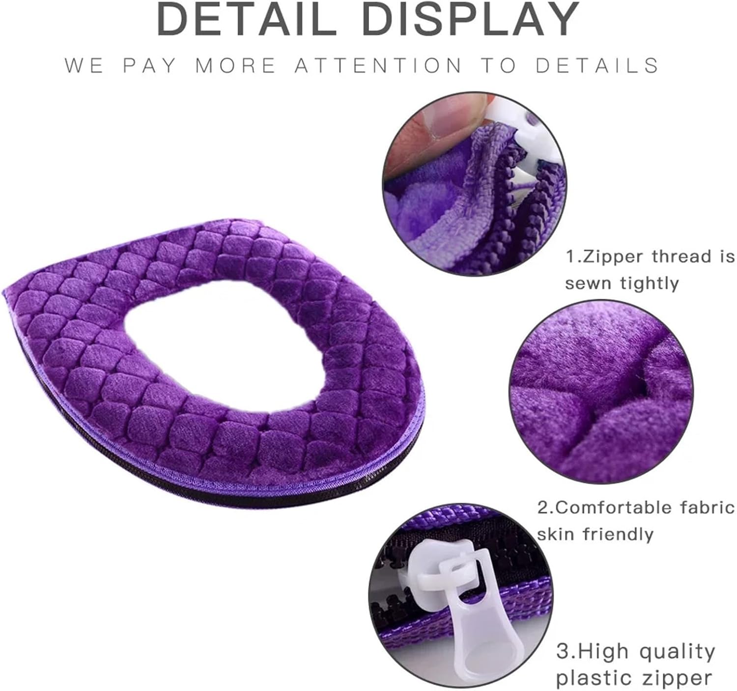 Bathroom Toilet Seat Cover Soft Winter Warm Plush Cushion O-Shaped Washable Toilet Lid Cushion Household Supplies (Size : Red)