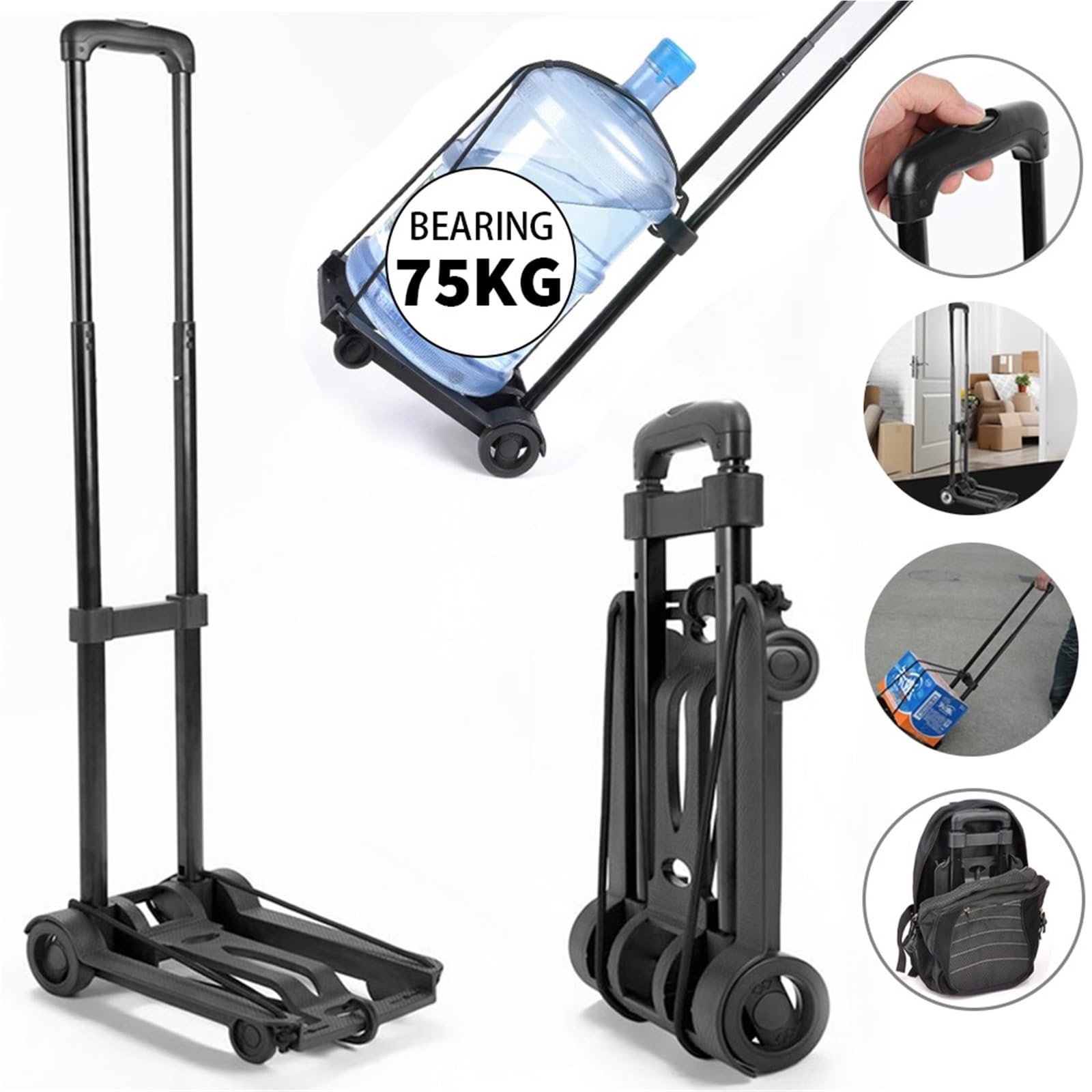 Carrello pieghevole con ruote, carrello portatile per bagagli, viaggi e uso domestico, compatto e leggero, per un facile trasporto