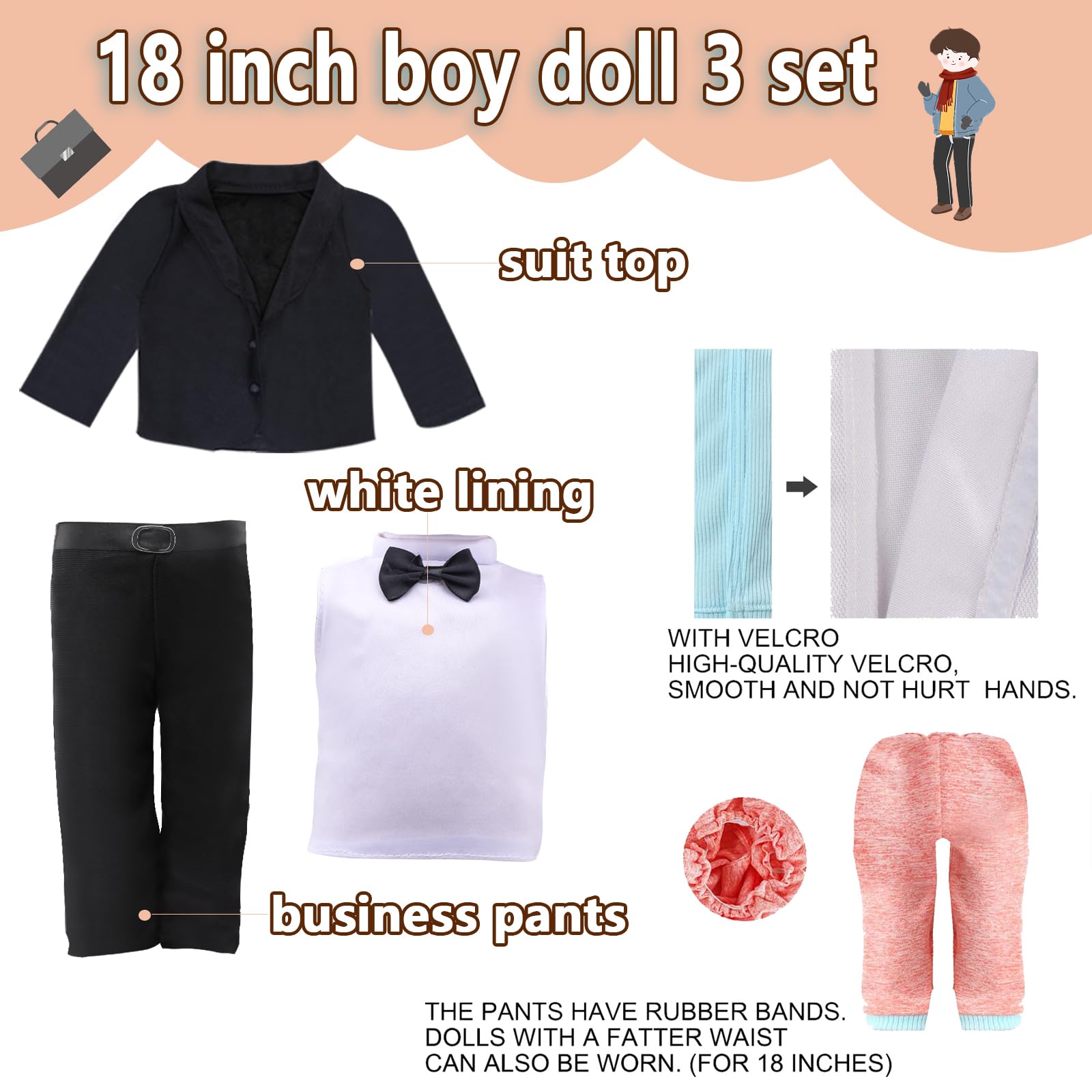 YAYYAY Stuffed Animal Bear Clothing - Set of Tuxedo Outfit Bear Clothes Suitable for 12 13 14 Inch Dolls, Bears on Weddings, Bear Accessories for Your Own Stuffed Animals