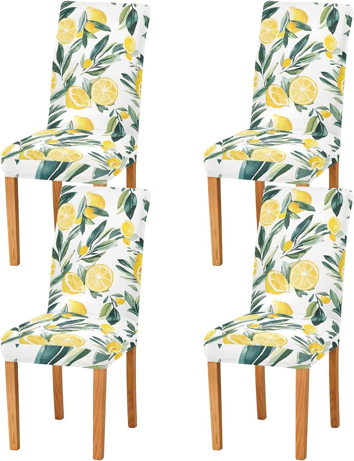 ALAZA Chair Covers for Dining Room, Lemon Grass Pattern Stretch Chair Cover Sets Chair Protector Removable Washable for Ktichen Restaurant Hotel
