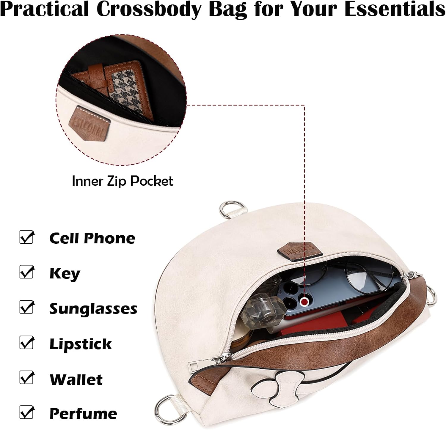 Eslcorri Crossbody Bags for Women - Fashion Sling Purse Shoulder Bag Fanny Pack Leather Causal Chest Bum Bag Cross Body Purse - Image 5