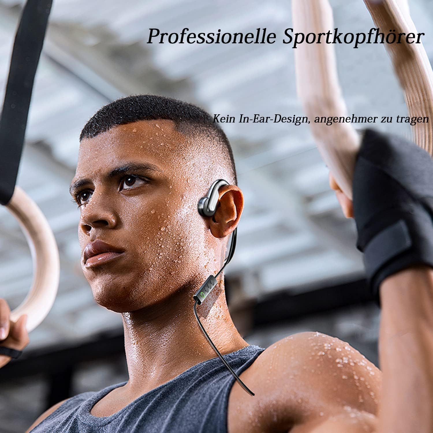 knochenleitungskopfhörer mit Kabel, Typ C-Stecker Knochenleitungskopfhörer Mit Mikrofon-Stereo, IPX5 wasserdichte Kabelführung Outdoor-Sport-Headset