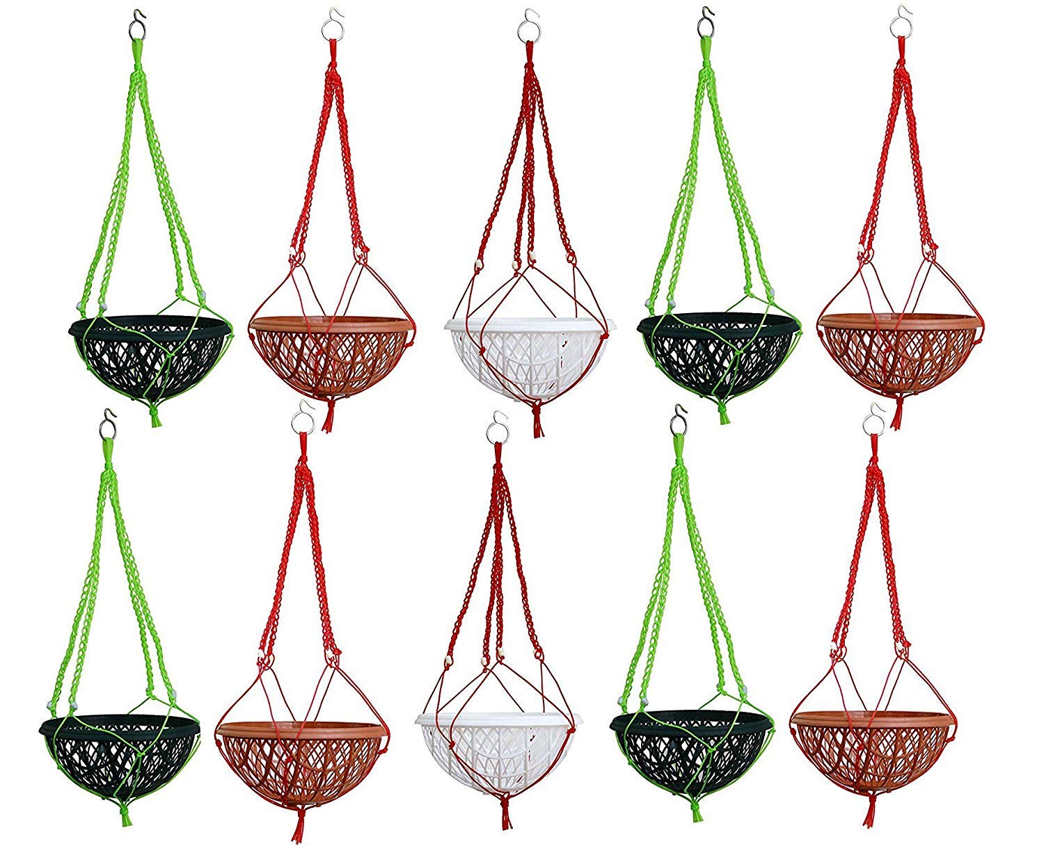 Hanging Orchid/Hydroponic Pot Garden Flower Pots Size 8 Inch, 10 Pcs, (Multi Color) + Nylon Hanging Ropes Multicolour Kerala Agro Organics (10) (B07NWV7F65) Amazon Price History, Amazon Price Tracker