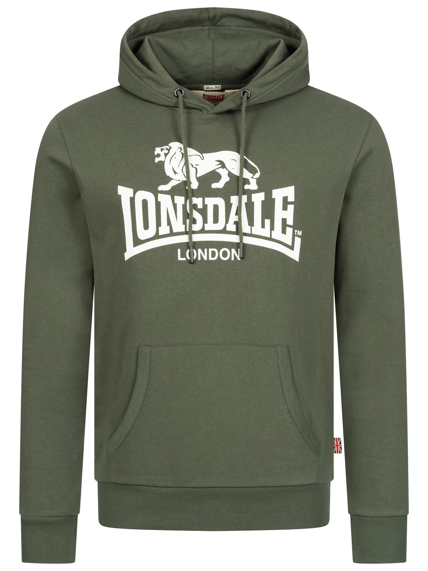 Lonsdale London FREMINGTON Hombre Sudadera con Capucha Gris Regular