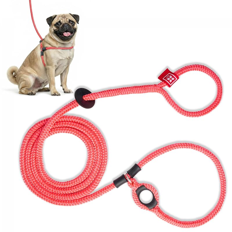 Peitoral tipo cabresto com guia para cães Harness Lead, design de corda acolchoada, Rosa, Small/Medium (6,35–18,14 kg)